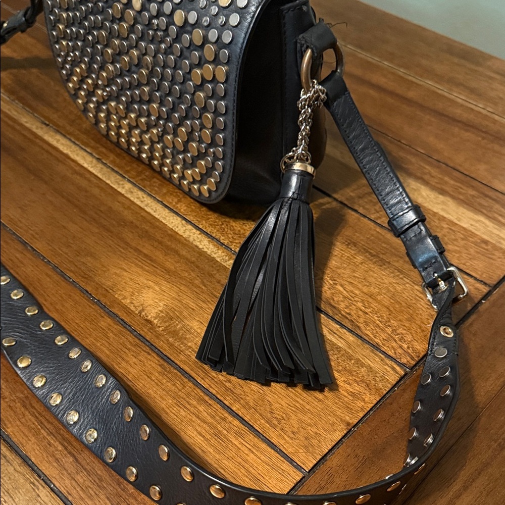 Michael Kors Black and Gold Studded Crossbody - Picture 4 of 12